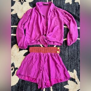 VIX Paula Hermanny Swimsuit Cover-Up Short / Shirt Set Purple Sizes XS & Medium